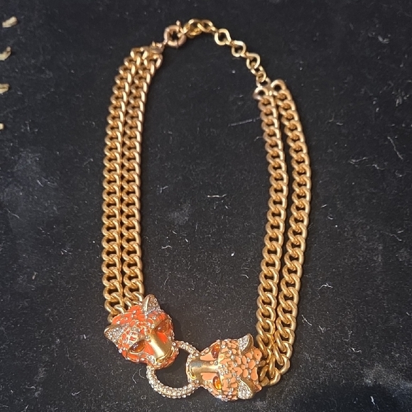 J. Crew Gold Necklace with Panther Accents - Picture 1 of 3